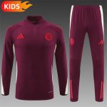 2024/2025 Bayern Munchen Half-Pull Training Wear Red Football Shirt Kids Size