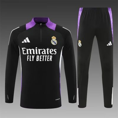 2024/2025 Real Madrid Half-Pull Training Wear Black Football Shirt