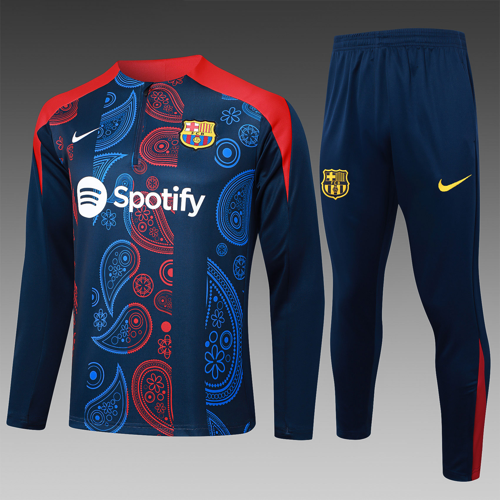 2024/2025 Barcelona Half-Pull Training Wear Royal Blue Football Shirt