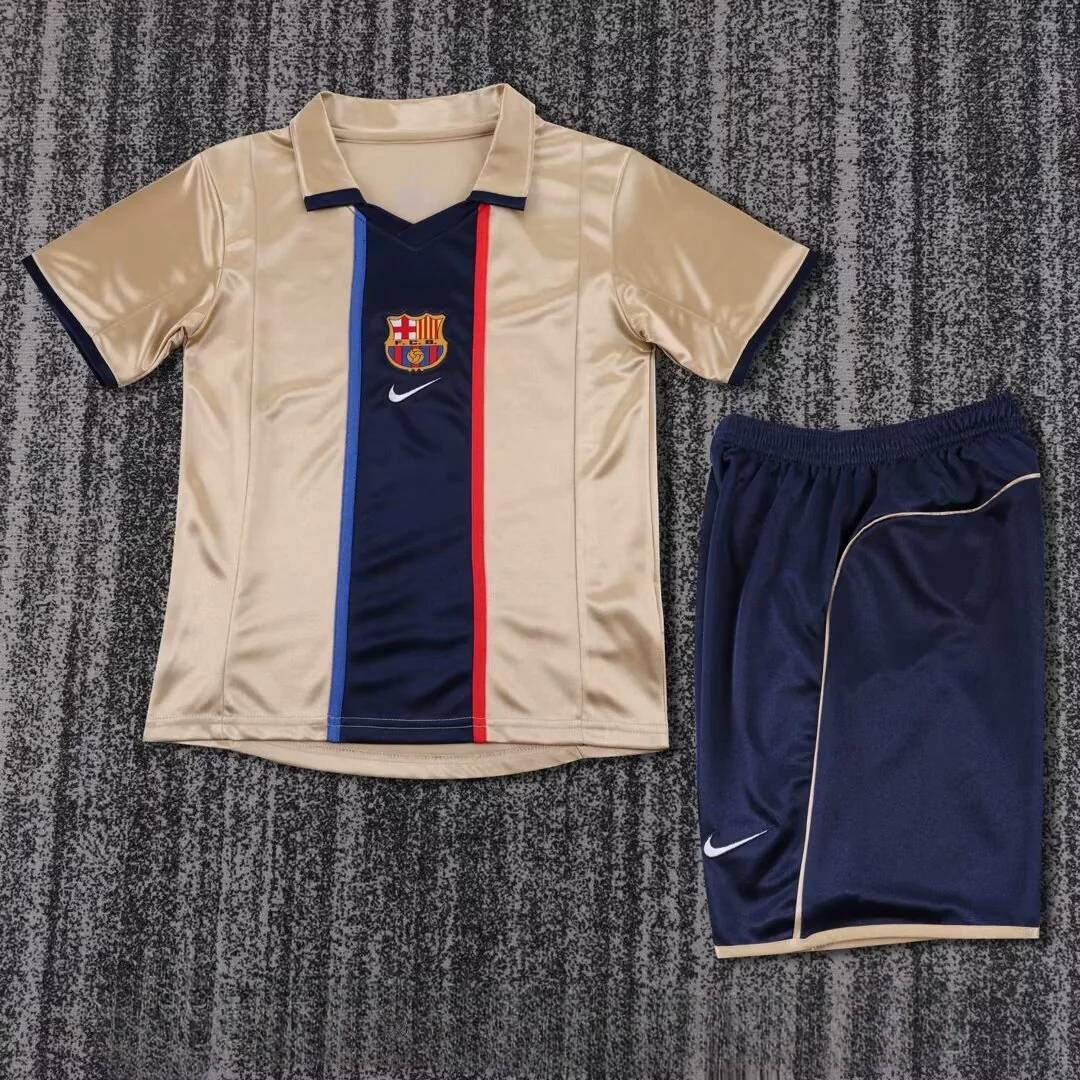 2001/2002 Retro Barcelona Away Football Shirt Kids Size 1:1 Thai Quality