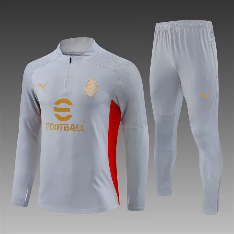 2024/2025 AC Milan Half-Pull Training Wear Grey Football Shirt