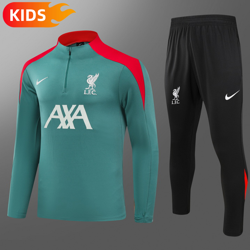 e8a94610b1537859c2e4d7a560f2f1e6 2024/2025 Liverpool Half-Pull Training Wear Green Football Shirt Kids Size