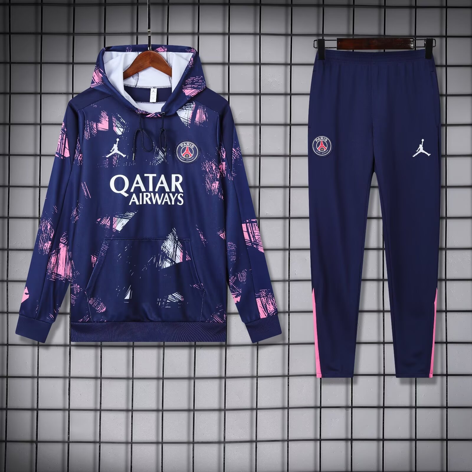 2024/2025 Paris Saint-Germain Hooded Long Sleeves Training Suit Royal Blue Football Shirt