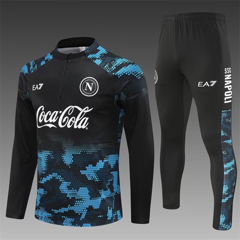 2024/2025 Napoli Half-Pull Training Wear Black Football Shirt