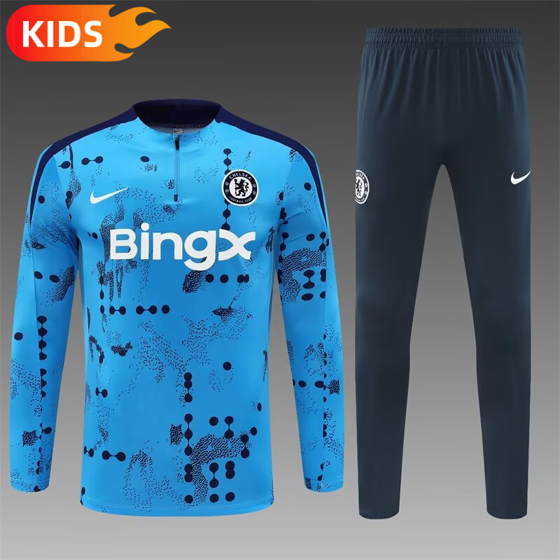 ec0d4cec5f484fc13384b8d6a2cbfb28 2024/2025 Chelsea Half-Pull Training Wear Blue Football Shirt Kids Size