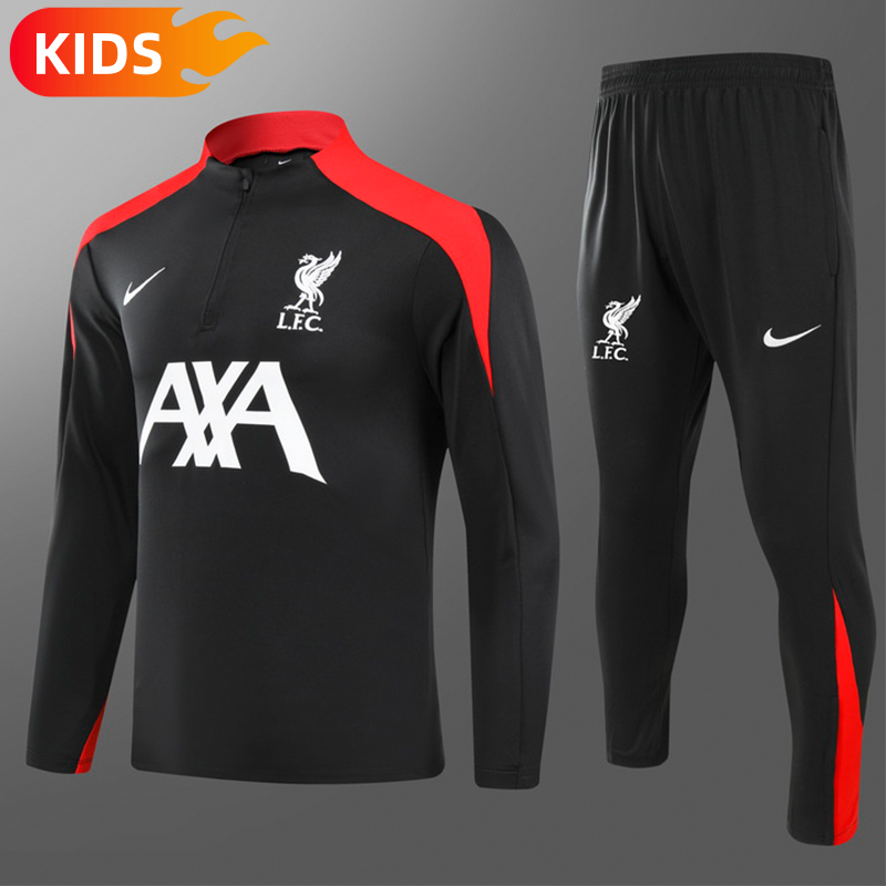 f07e8a30063f19f7402ac8b05f3aa29a 2024/2025 Liverpool Half-Pull Training Wear Black Football Shirt Kids Size