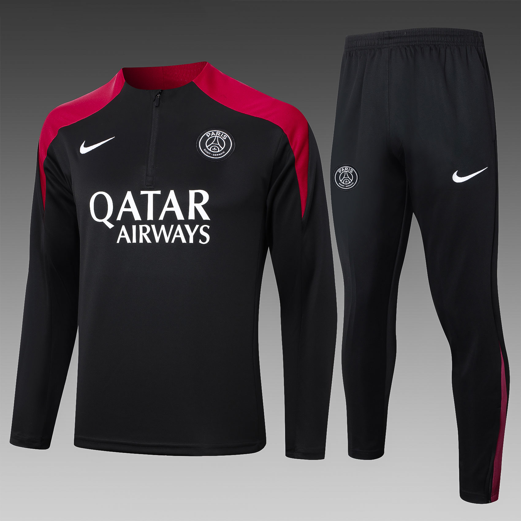 2024/2025 Paris Saint-Germain Half-Pull Training Wear Black Football Shirt