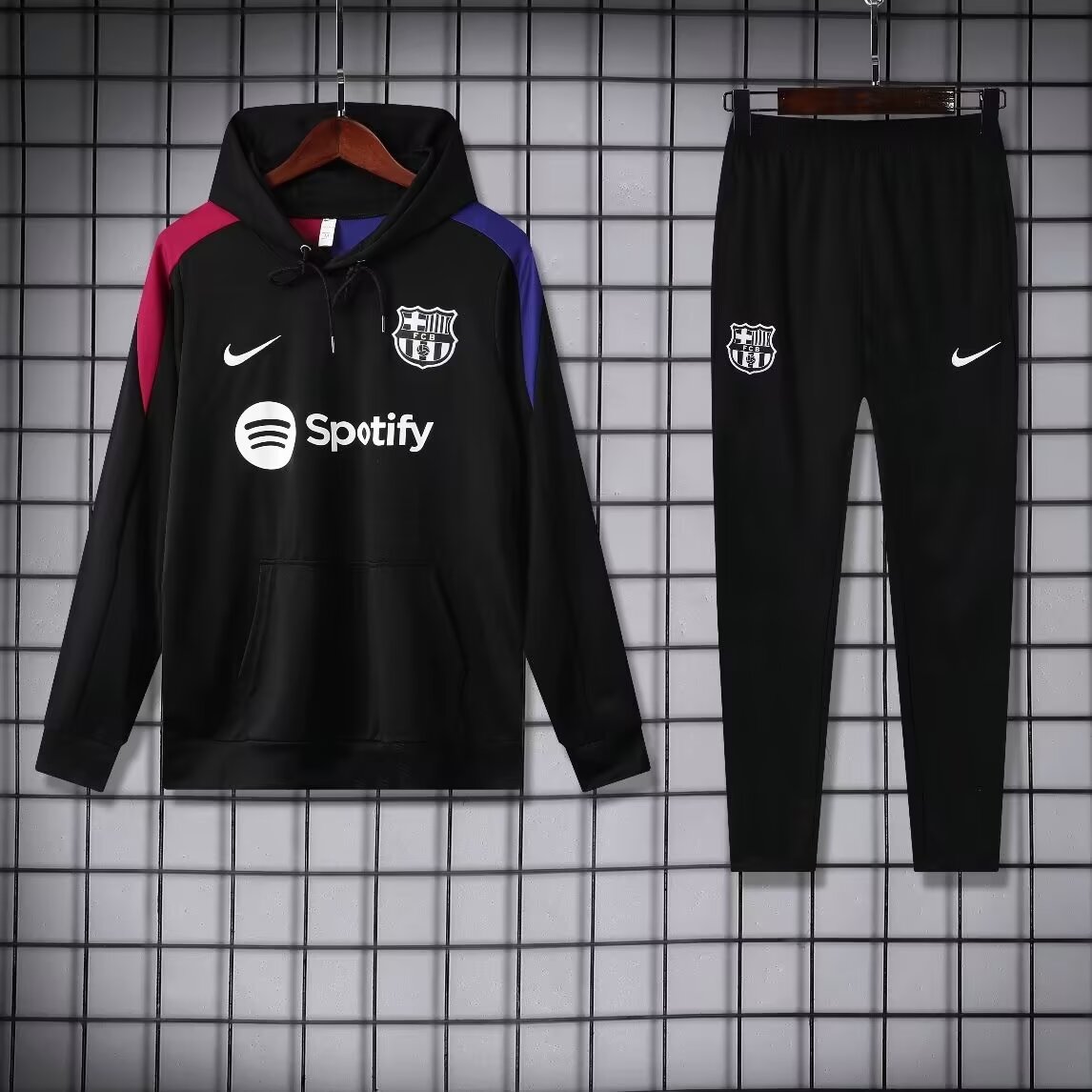 2024/2025 Barcelona Hooded Long Sleeves Training Suit Black Football Shirt