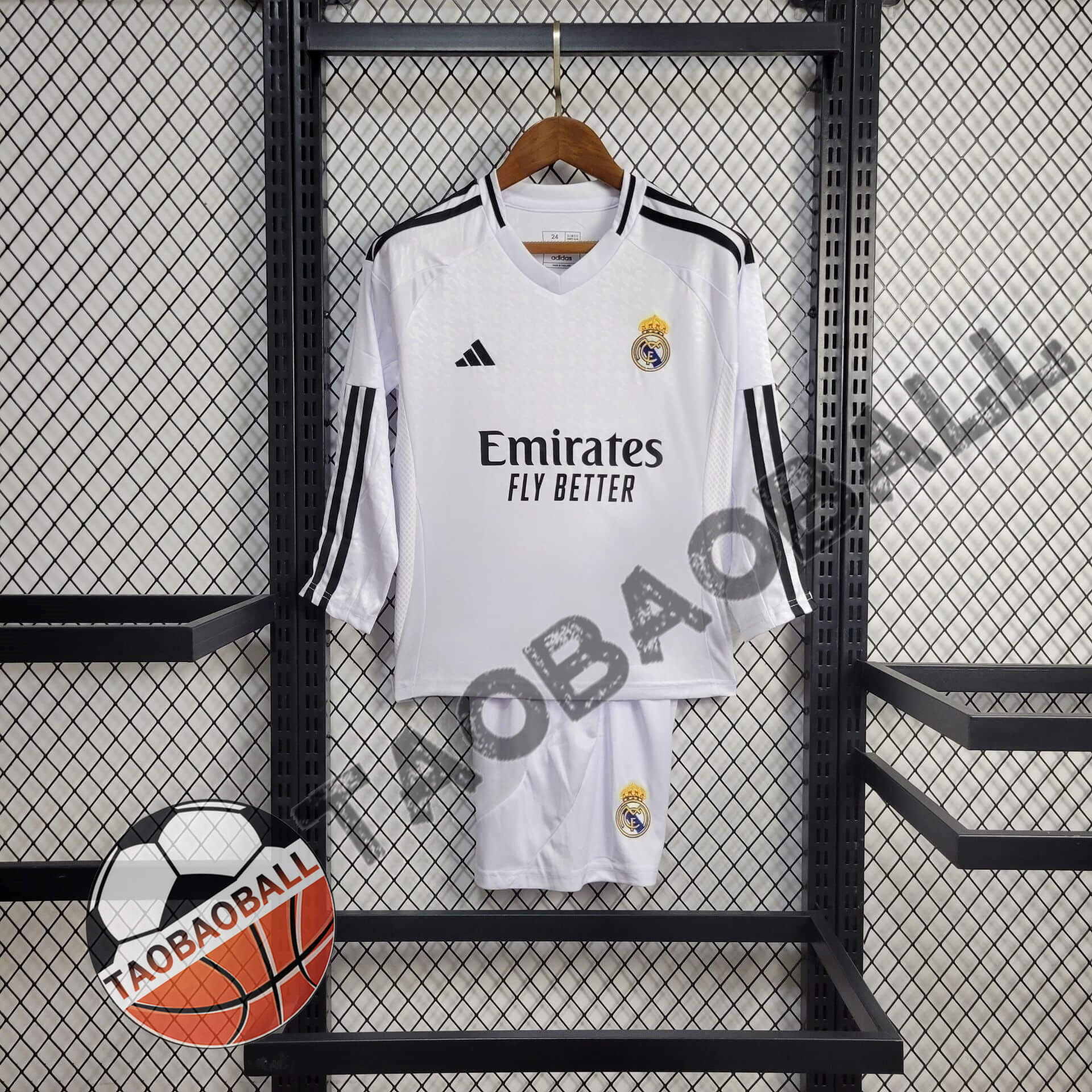 2024/2025 Long Sleeve Real Madrid Home Football Shirt Kids Size 1:1 Thai Quality