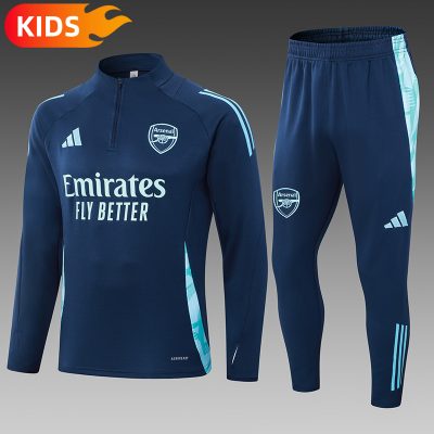 2024/2025 Arsenal Half-Pull Training Wear Blue Football Shirt Kids Size