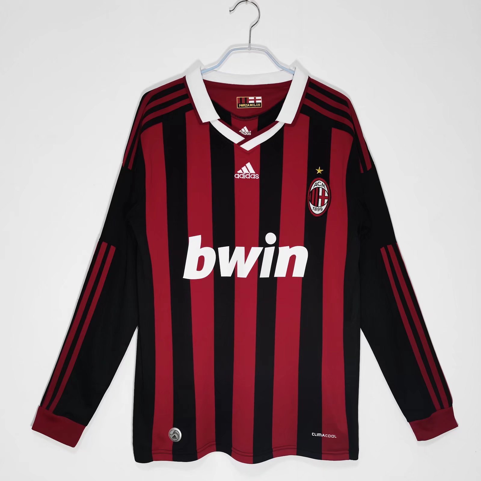 2009/2010 Retro Long Sleeve AC Milan Home Football Shirt 1:1 Thai Quality