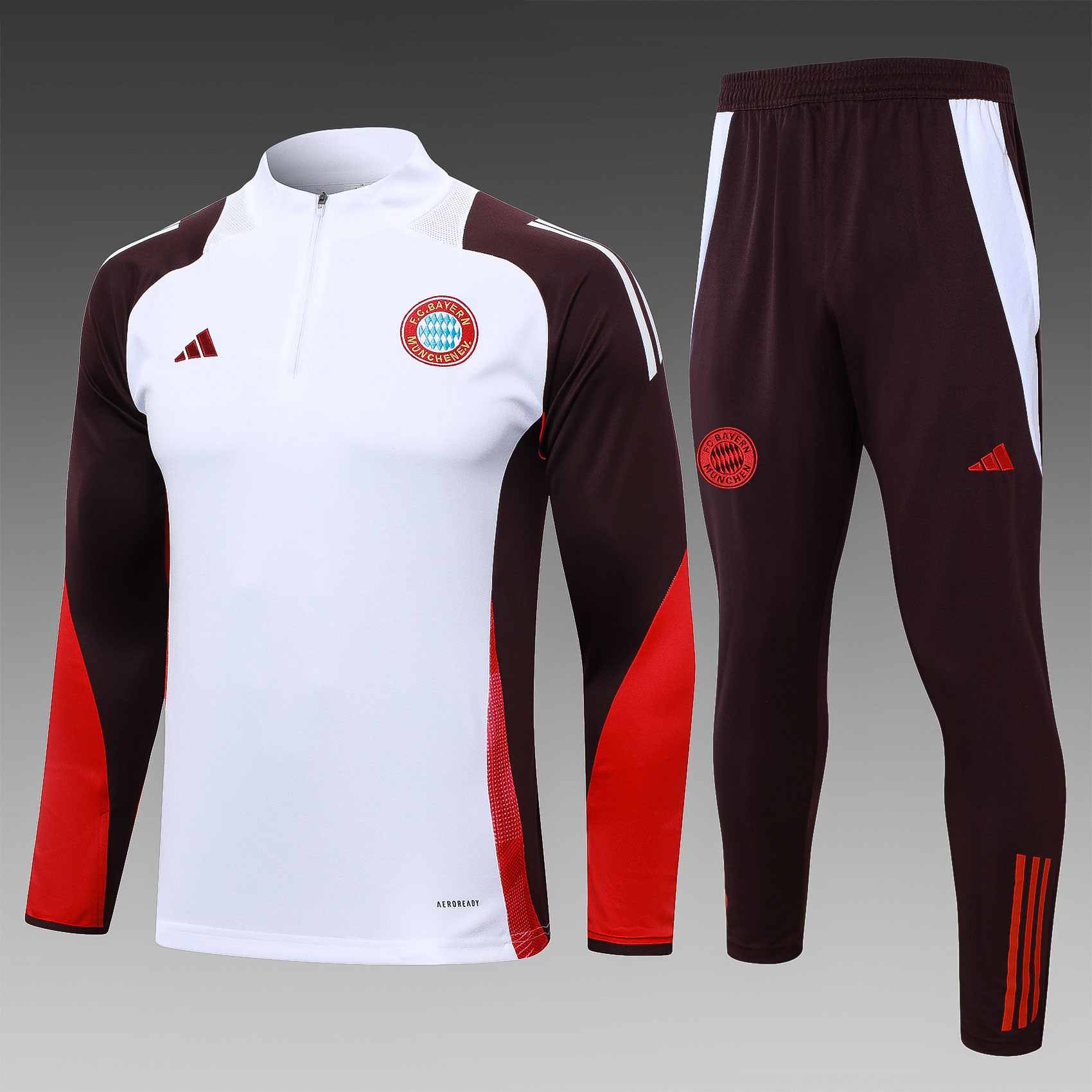 2024/2025 Bayern Munchen Half-Pull Training Wear White Football Shirt