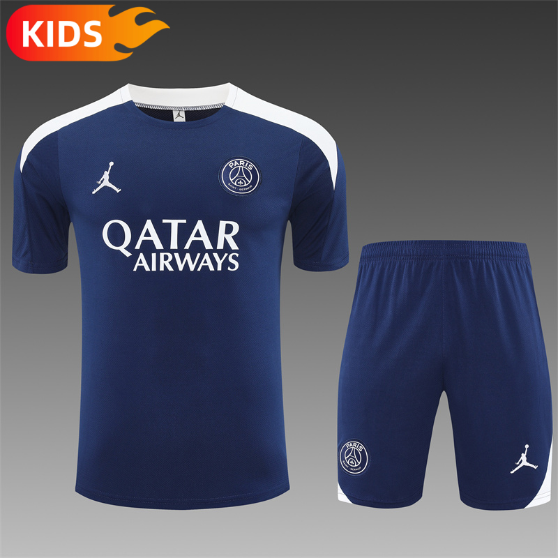 2025/2026 Paris Saint-Germain Training Wear Blue Set Shirt Kids Size 1:1 Thai Quality
