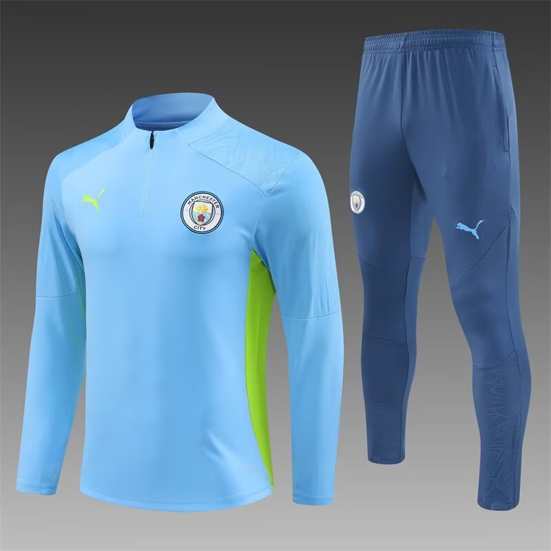 2024/2025 Manchester City Half-Pull Training Wear Light Blue Football Shirt