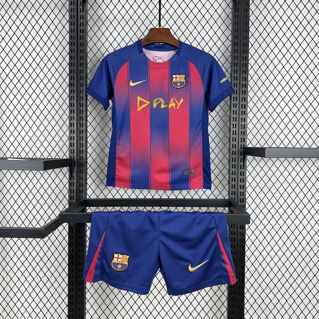 2025/2026 Barcelon x Ed Sheeran Home Football Shirt Kids Size 1:1 Thai Quality