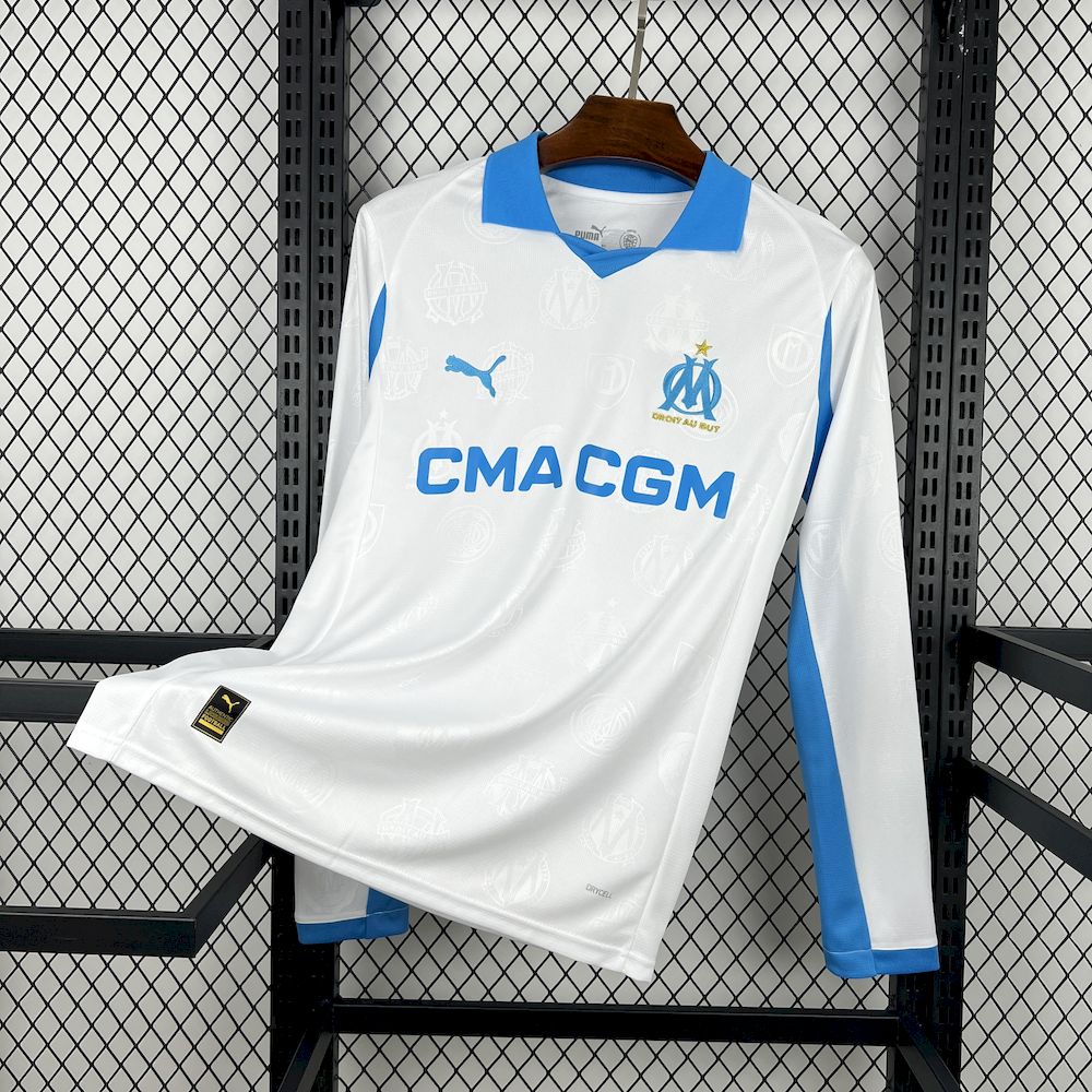 2025/2026 Long Sleeve Olympique Marseille Home Football Shirt 1:1 Thai Quality