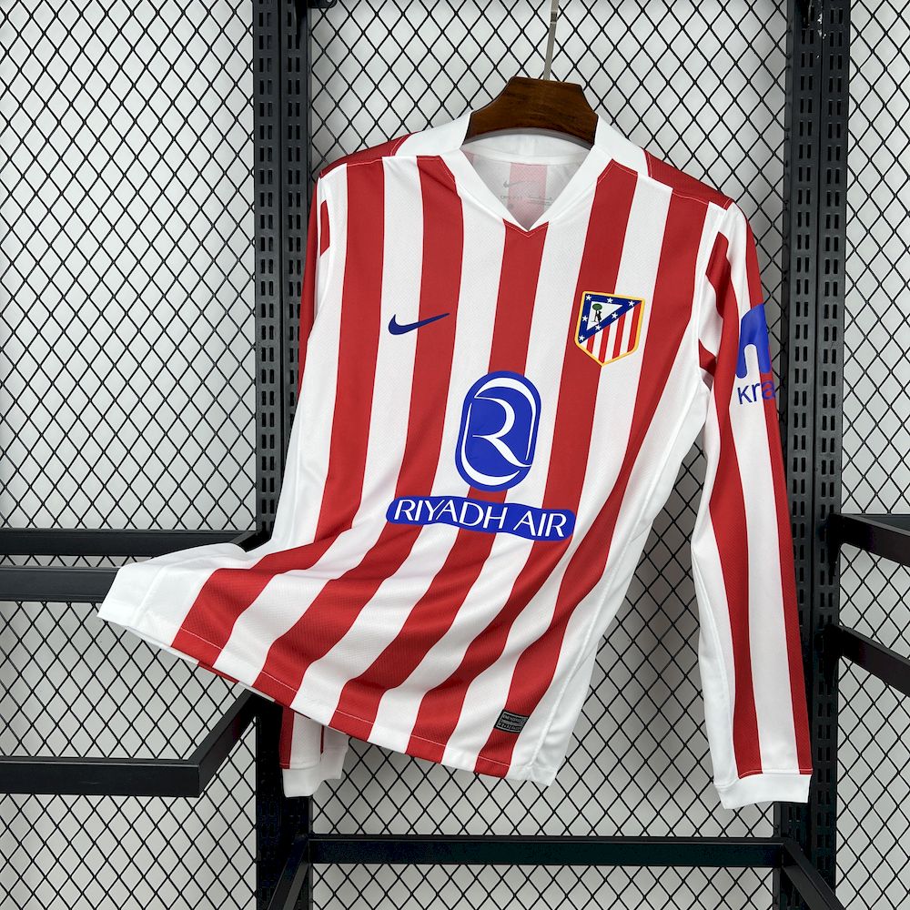 2025/2026 Long Sleeve Atletico Madrid Home Football Shirt 1:1 Thai Quality