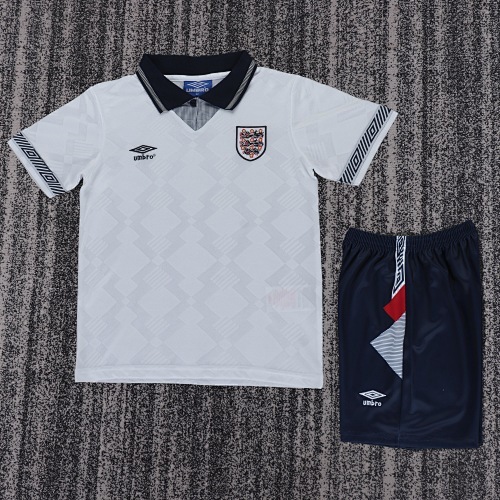 1990 Retro England Home Football Shirt Kids Size 1:1 Thai Quality