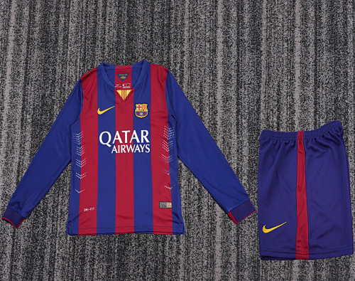 7b009a1c0d218a80671c15058a82dd19 2014/2015 Retro Long Sleeve Barcelona Home Football Shirt Kids Size 1:1 Thai Quality