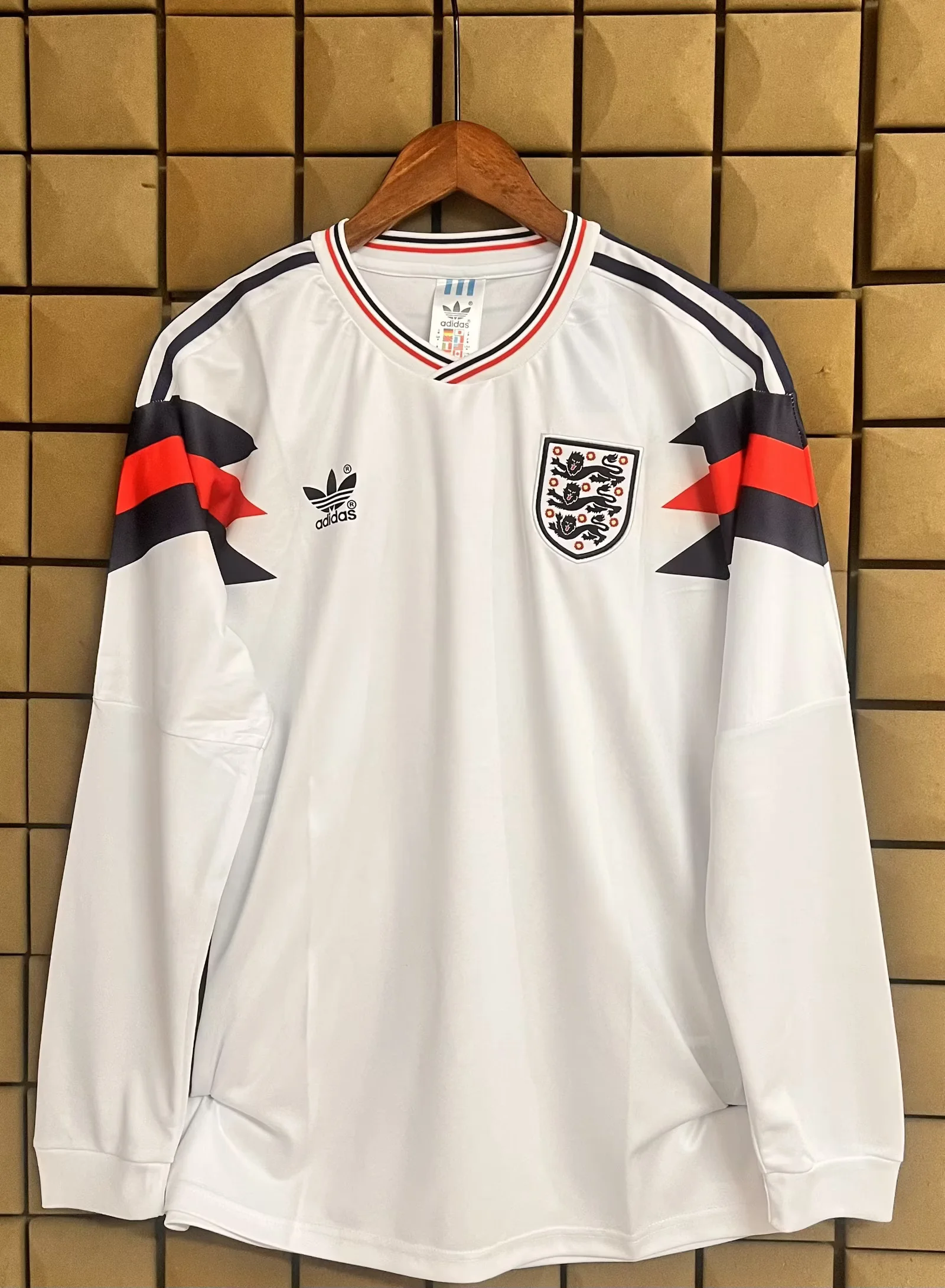 1990 Retro Long Sleeve England Home Football Shirt 1:1 Thai Quality