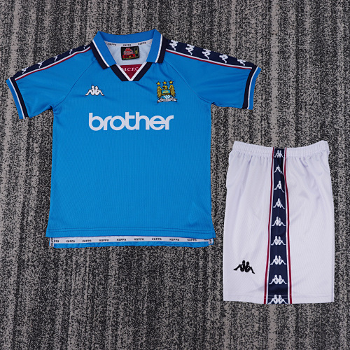 1997/1998 Retro Manchester City Home Football Shirt Kids Size 1:1 Thai Quality