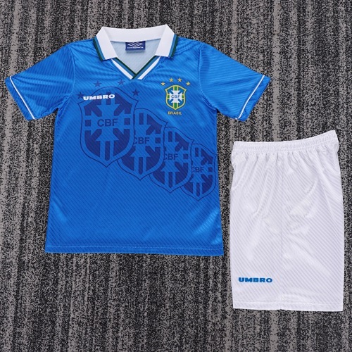 1996 Retro Brazil Away Football Shirt Kids Size 1:1 Thai Quality